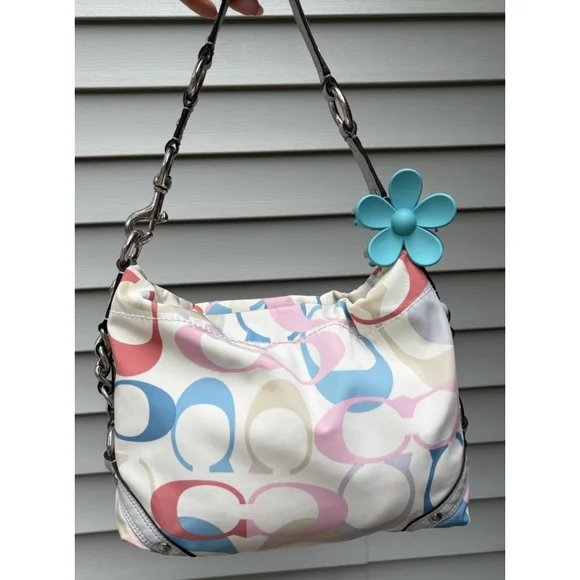 Y2K COACH RAINBOW C CHUNKY SHOULDER BAG Pastel Pink Lining - Picture 5 of 9